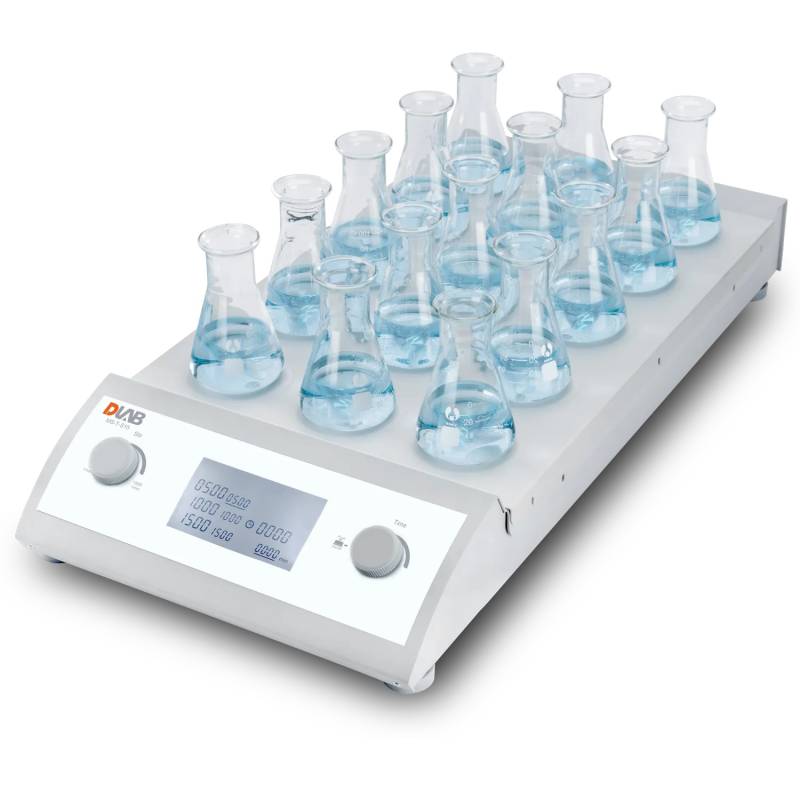 Agitador Magnético MS-T-S15 Digital, LCD, Sin Calefacción, Placa Aluminio, 15 Posiciones x0.4L c/u, Control Por Grupos 5 Posiciones