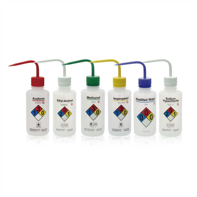 Piseta de seguridad de LDPE con válvula de ventilación automática para ALCOHOL ETILICO, de 500ml