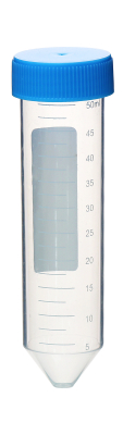 Tubo tipo Falcon PP, 50ml, fondo cónico con faldon, graduado, autoclavable, Pack x 50