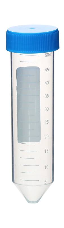 Tubo tipo Falcon PP, 50ml, fondo cónico con faldon, graduado, autoclavable, Pack x 50