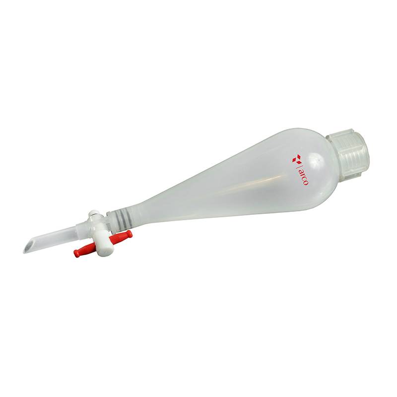 Embudo separador tipo squibb de PP, 500ml, robinete de ptfe, autoclavable