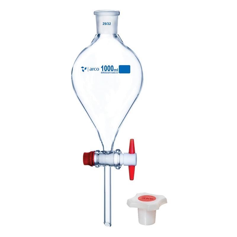 Embudo separador tipo Squibb BORO 3.3, robinete de PTFE x 2000ml