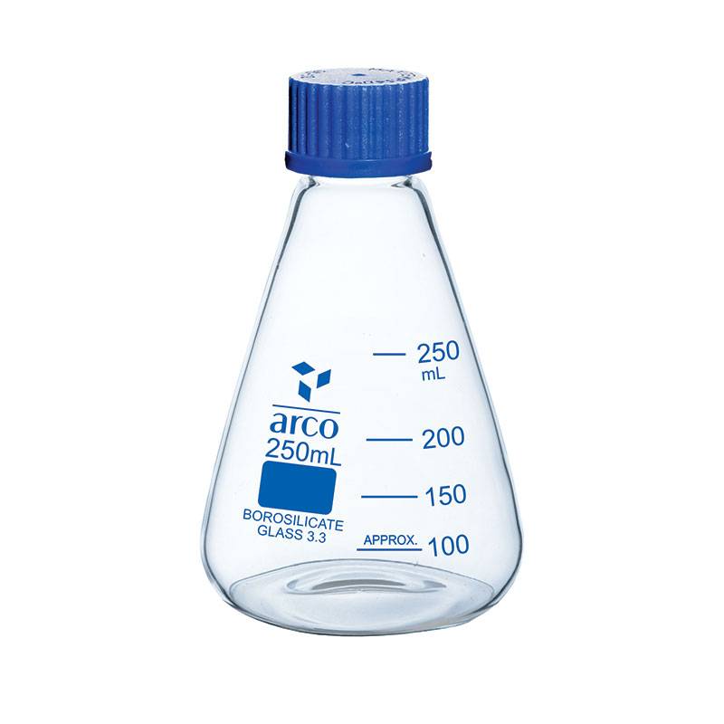 Erlenmeyer graduado tapa a rosca boro 3.3 250ml