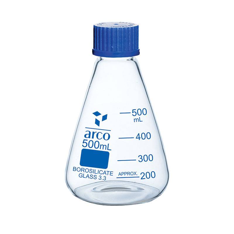 Erlenmeyer graduado tapa a rosca boro 3.3 500ml
