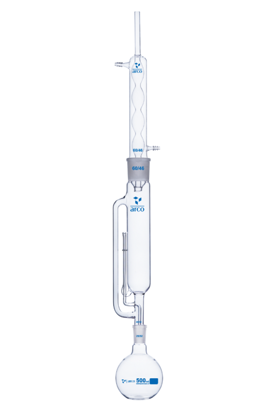 Extractor Soxhlet completo de 100ml con Condensador Allihn intercambiable.