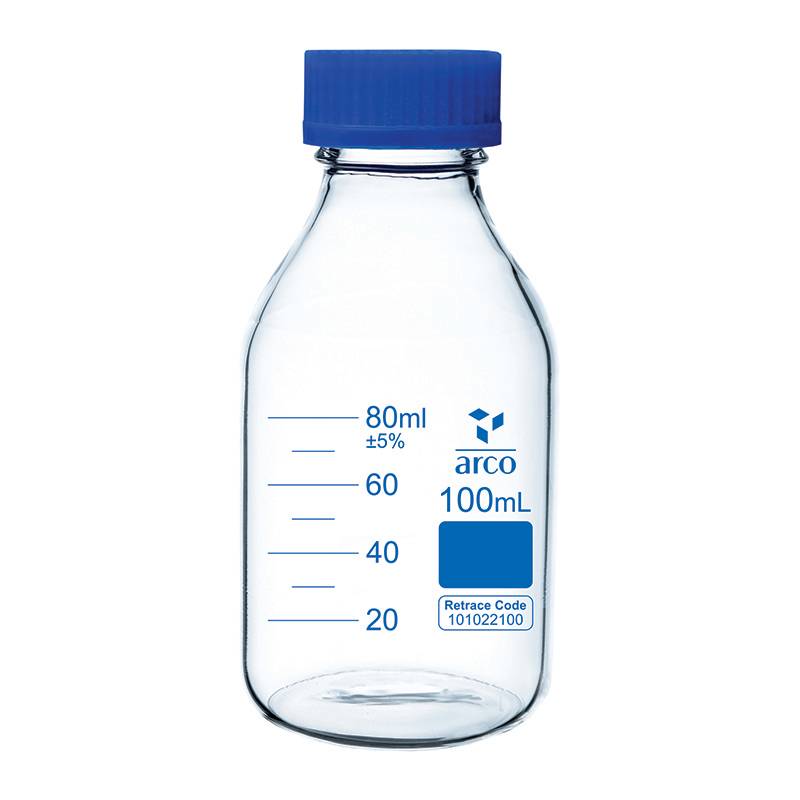 Frasco tipo schott boro 3.3 100ml graduado, incoloro