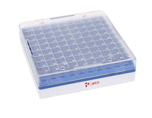 Rack de policarbonato apto temperaturas extremas para 64 microtubos de 1.5ml