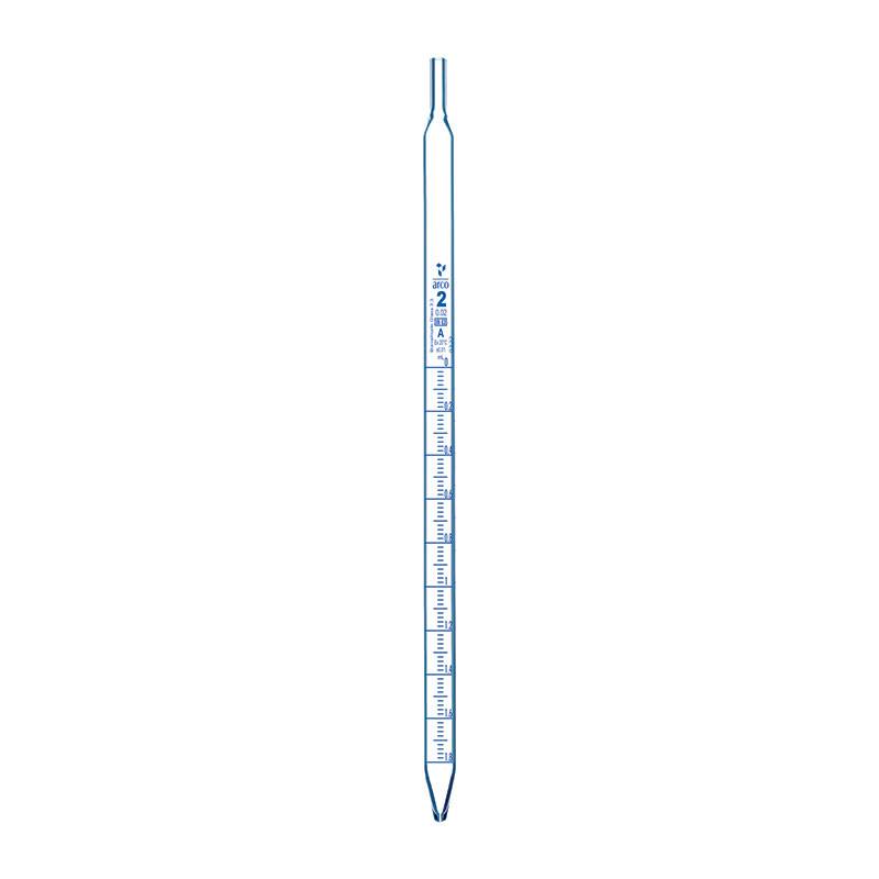 Pipeta graduada tipo serológica BORO 3.3 x 2ml al 1/10, clase A con certificado de lote