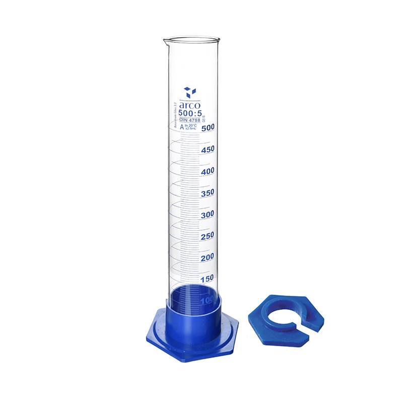 Probeta graduada BORO 3.3con base plástica x 1000ml, clase A con certificado de lote